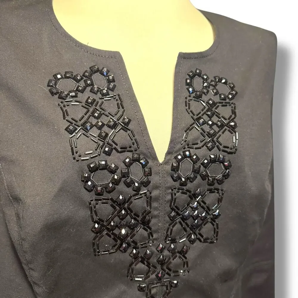 Rafaella Beaded Doubleweave Sheath Dress Black 18W